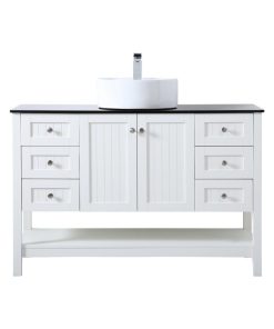 White 48" Vessel Sink Bathroom Vanity