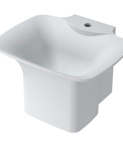 20" Polystone Circular Wall-Mount Sink, Glossy White, No Faucet