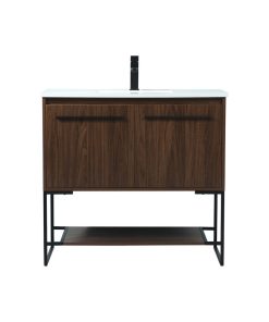 Sue 36" Single Bathroom Vanity, Walnut