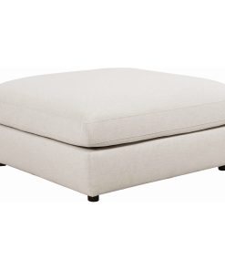 Upholstered Rectangular Ottoman, Beige Finish