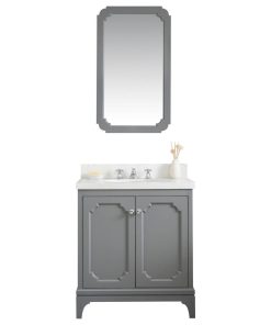 30" Wide Cashmere Gray Single Sink Quartz Carrara Bathroom Vanity