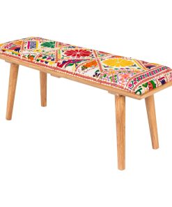 Surya Karma KMA-001 Upholstered Bench, Red Multi