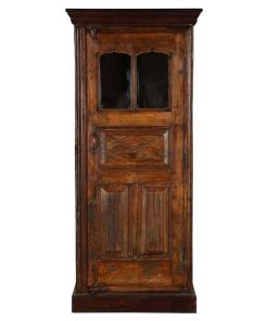 Traditional Freestanding Mango Wood Narrow Armoire With Shelves