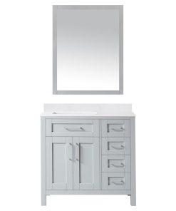 Tahoe Single Vanity Set With Mirror, 36", Dove Gray With Cultured Marble Top