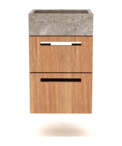 Teak Wall Mounted Single Vanity Unit, Tikamoon Line 40