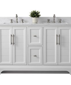 Vanity Art 54" Double Sink Bathroom Vanity with Quartz Top & Backsplash