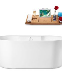 59" Streamline N2120WH Freestanding Tub and Tray With Internal Drain