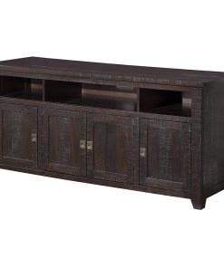 Wooden TV Stand With 3 Shelves and Cabinets, Espresso Brown