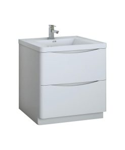 Tuscany 32" Glossy White Free Standing Modern Bathroom Cabinet