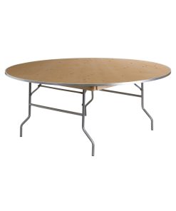 6, Foot Round HEAVY DUTY Birchwood Folding Banquet Table, METAL Edges