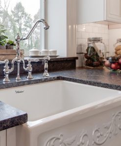 33" Front Apron Fireclay Sink with an Intricate Vine Design