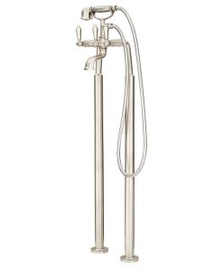 Traditional Freestanding Roman Tub Trim Kit With Handshower, Brushed Nickel