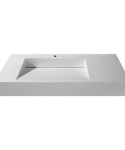 Wall-Hung Stone Resin Rectangle Bathroom Ramped Sink,Matte White/Glossy White, M
