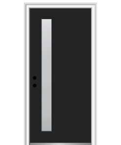 30 in.x80 in. 1 Lite Frosted Right-Hand Inswing Painted Fiberglass Smooth Door