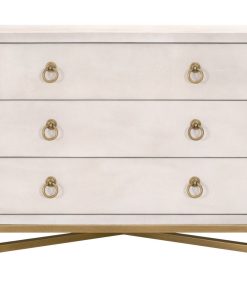 Strand Shagreen 3-Drawer Nightstand, White