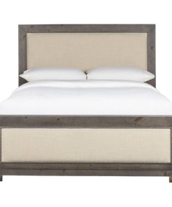 Willow Complete Bed, Distressed Dark Gray, King, Upholstered Bed