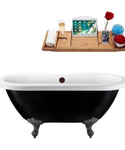 59" Streamline N1120BGM-ORB Clawfoot Tub and Tray With External Drain