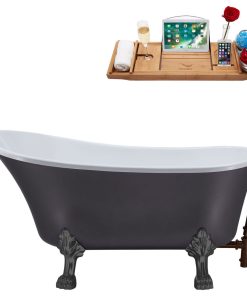 63" Streamline N351BGM-ORB Soaking Clawfoot Tub and Tray With External Drain