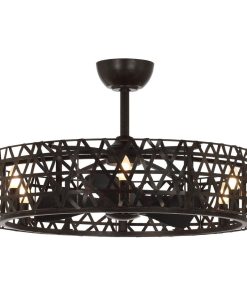 31.7 in Modern Cage Ceiling fan with Remote Control in Brown