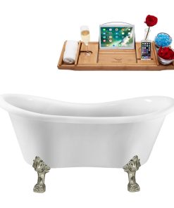 62" Streamline N1020BNK-IN-BGL Clawfoot Tub and Tray With Internal Drain