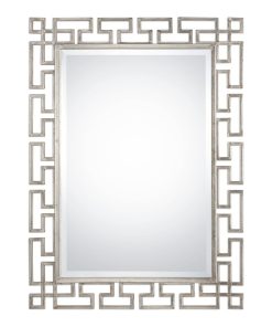 Uttermost 09089 Agata 45" x 33" Rectangular Greek Key Style - Antiqued Silver