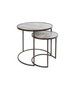 Surya Hearthstone Granite Nesting Tables Gray Black