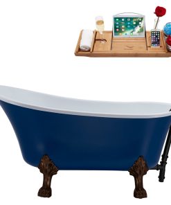 55" Streamline N369ORB-BL Clawfoot Tub and Tray With External Drain