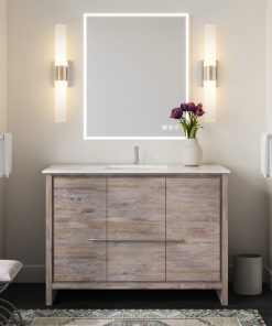 The Esconde Bathroom Vanity, Single Sink, 48" Natural Wood, Freestanding