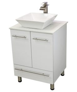 Windbay 24" Freestanding Vanity, White Texture Embossed, White Stone Countertop