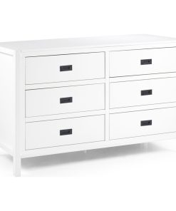 57" Classic Solid Wood 6-Drawer Dresser, White