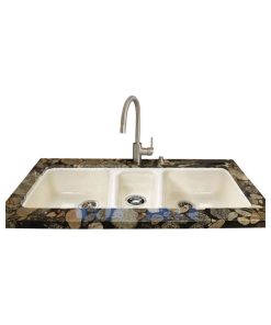 Triple Bowl - Easy installation No Hole Undermount, White