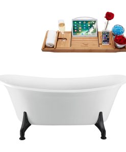 67" Streamline N1081BL-IN-BGL Clawfoot Tub and Tray With Internal Drain