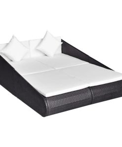 vidaXL Patio Bed Black Poly Rattan Outdoor Yard Furniture Sun Garden Lounger