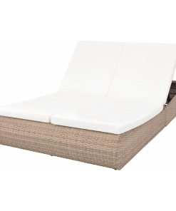 vidaXL Sunlounger 2-Person Poly Rattan Wicker PolyRattan Patio Chaise Lounge