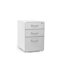 Vertical Metal Filing Cabinet With 3 Drawer, Light Gray / White