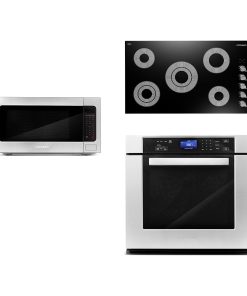 3-Piece 36" Electric Cooktop 24.4" Countertop Microwave 30" Electric Wall Oven