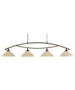 Toltec Lighting Bow 4-Light Billiard Light, 16" Italian Bubble, Dark Granite