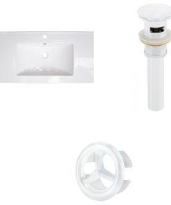 32-in. W 1 Hole Ceramic Top Set In White Color - Overflow Drain Incl.