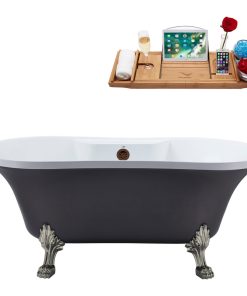60" Streamline N105BNK-ORB Soaking Clawfoot Tub and Tray With External Drain