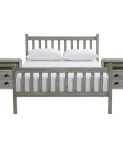 Windsor 3-Piece Wood Bedroom Set with Slat Twin Bed, Driftwood Gray, Full