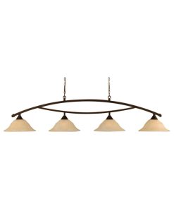 Toltec Lighting Bow 4-Light Billiard Light, 16" Amber Marble Glass, Dark Granite