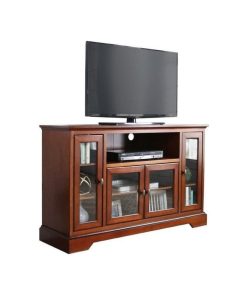 52" Wood Highboy TV Media Stand Storage Console, Brown