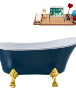 55" Streamline N360GLD-IN-BNK Clawfoot Tub and Tray With Internal Drain