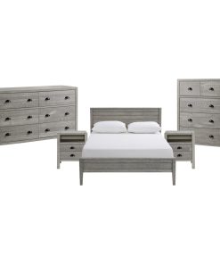 Windsor 5-Piece Bedroom Set With Panel, Driftwood Gray, Full