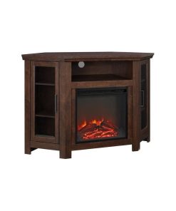 48" Corner Fireplace Media TV Stand Console, Brown