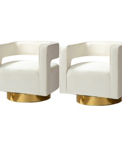 Swivel Barrel Chair Set of 2, Ivory