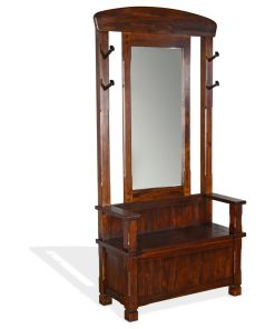 78" Narrow Entryway Bench Hall Tree With Mirror Bench Storage