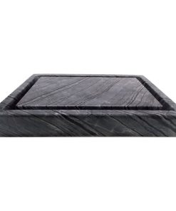 Modern Black Marble Rectangular Infinity Pool Bathroom Vessel Sink, 22"x16"