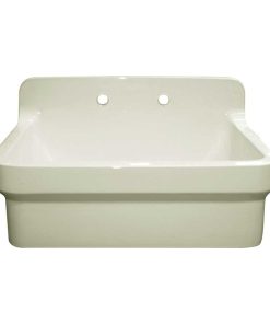 Whitehaus OFCH2230-BISCUIT Fireclay Utility Sink With High Backsplash