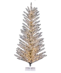 Vintage Aluminum Artificial Christmas Tree , Warm White, 8' x 51"